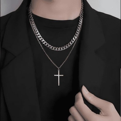 Kit 2 em 1 Colar de Crucifixo + Corrente